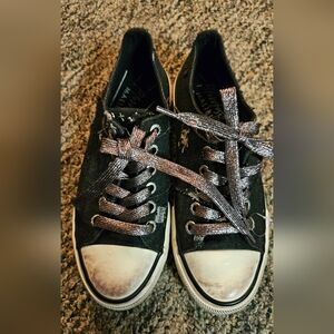 Blowfish Malibu Kensie Distressed Sneakers Women's Sz 8M Black Canvas